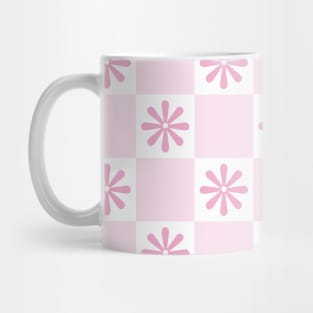 Retro Pink Checkered Floral Pattern Mug